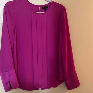 J. Crew Pleated Front Tuxedo Shirt Neon Plum Career Office Work Wear